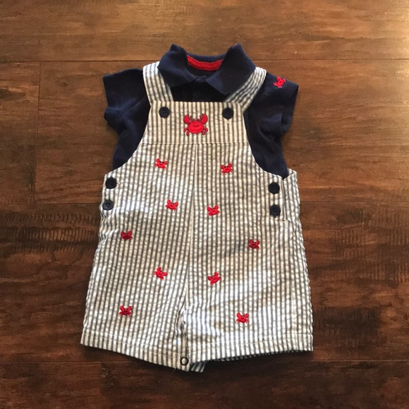 Little Me Other - STRIPED 2 PIECE OVERALL OUTFIT, BOYS, 6 MONTHS